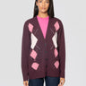 PINKO-Cardigan Taglio Dritto con Rombi Bordeaux-TRYME Shop