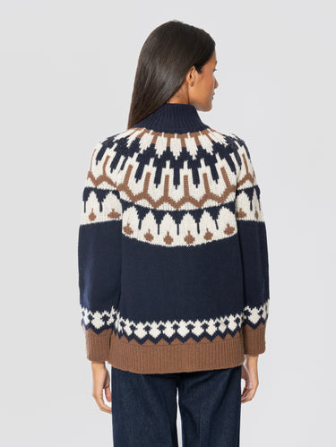 Cardigan Jaquard Stile Norvegese Multicolor