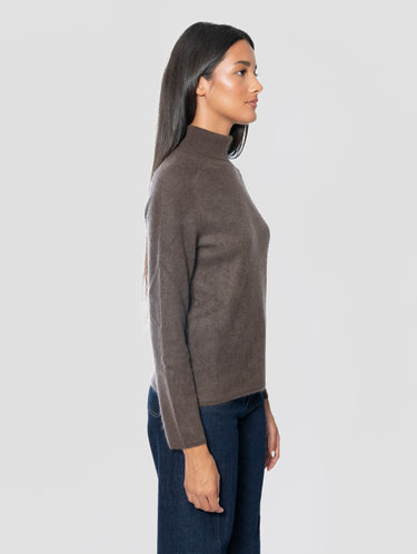 Maglione Dolcevita in Cashmere Spazzolato Testa di Moro