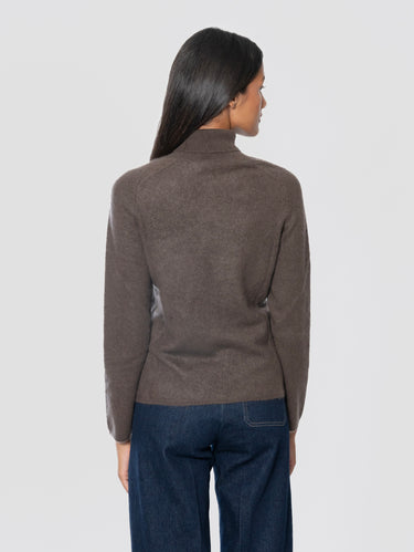 Maglione Dolcevita in Cashmere Spazzolato Testa di Moro