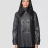 P.A.R.O.S.H.-Giaccone in Pelle con Collo Furry Testa di Moro-TRYME Shop