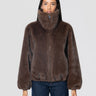 P.A.R.O.S.H.-Giubbotto Corto in Ecopelliccia Marrone-TRYME Shop