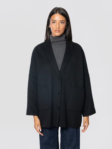 Cappotto Media lunghezza in Panno di Lana Nero