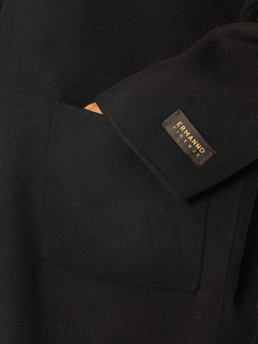Cappotto Media lunghezza in Panno di Lana Nero