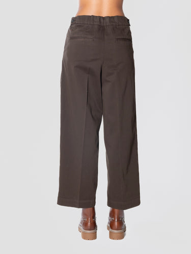 Pantaloni in Raso di Cotone Stretch Testa di Moro