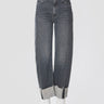 MOTHER-Jeans Vita Alta con Gamba Ampia alla Caviglia Grigio-TRYME Shop