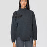 ERMANNO FIRENZE-Maglione Collo Alto con Pietre Antracite-TRYME Shop