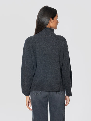 Maglione Collo Alto con Pietre Antracite