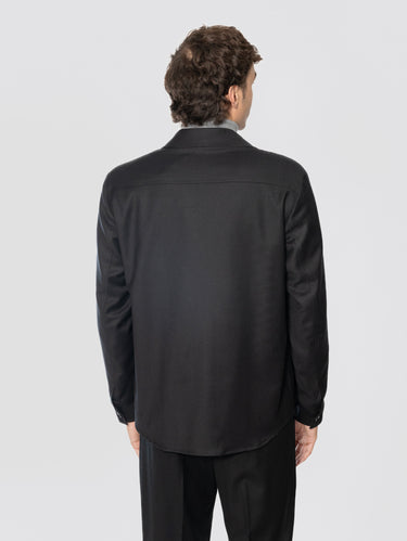 Overshirt in flanella di lana John Nero