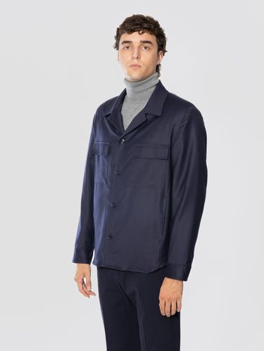 Overshirt in flanella di lana John Blu
