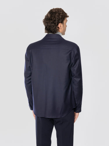 Overshirt in flanella di lana John Blu