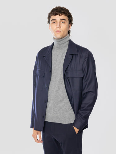 Overshirt in flanella di lana John Blu
