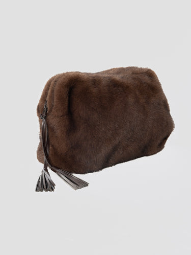 Pochette in Ecopelliccia Marrone
