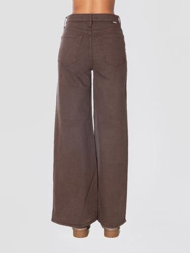 Jeans mit weitem Bein und hoher Taille in Braun
