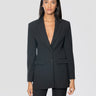 PINKO-Blazer Slim Fit con Spalle Imbottite in Crepe Nero-TRYME Shop