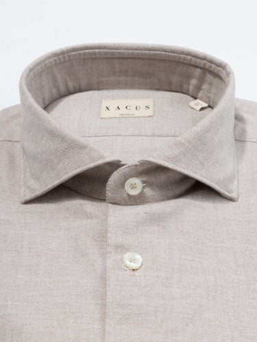 Camicia in Flanella di Cotone Beige
