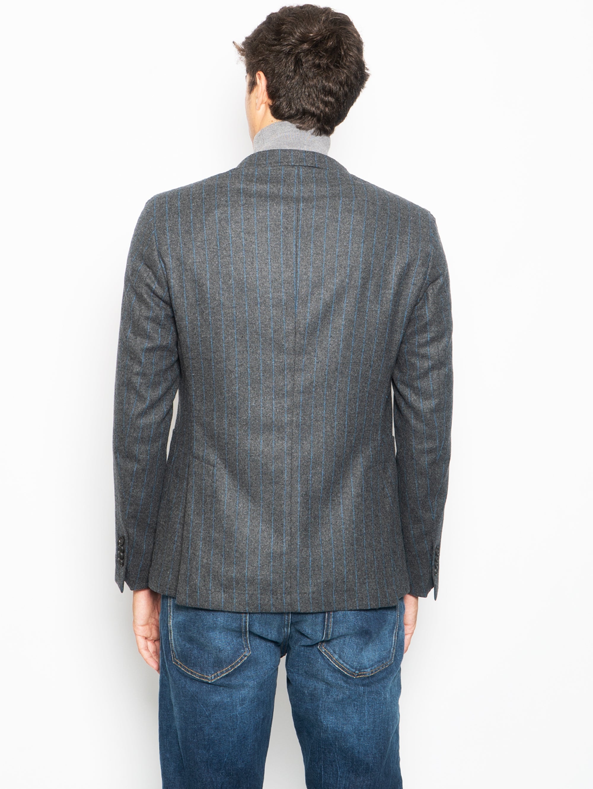 Nuvola Single-Breasted Pinstripe Gray Jacket