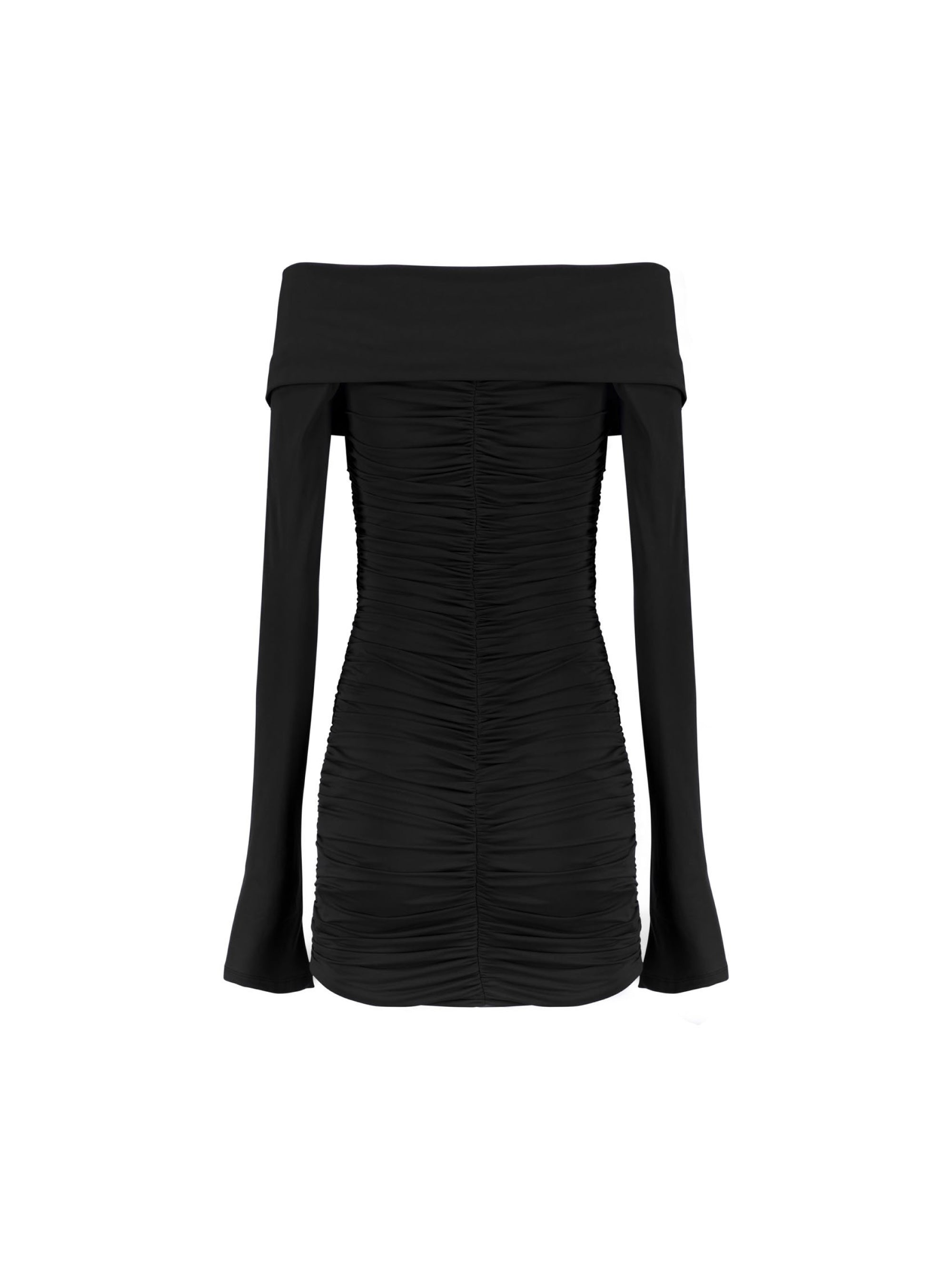 Black Pleated Dress with Long Sleeves
