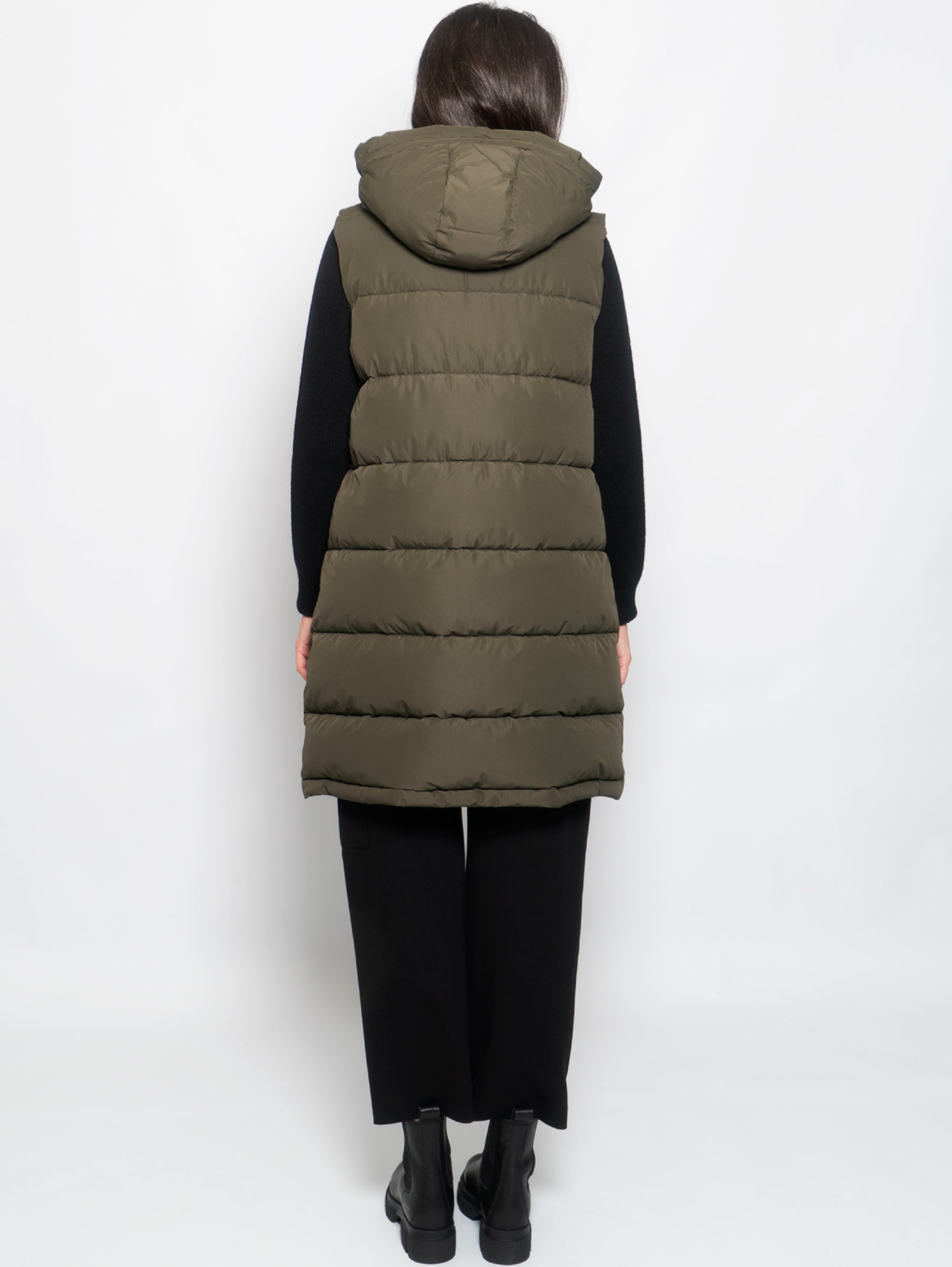 Padded Vest with Green Hood