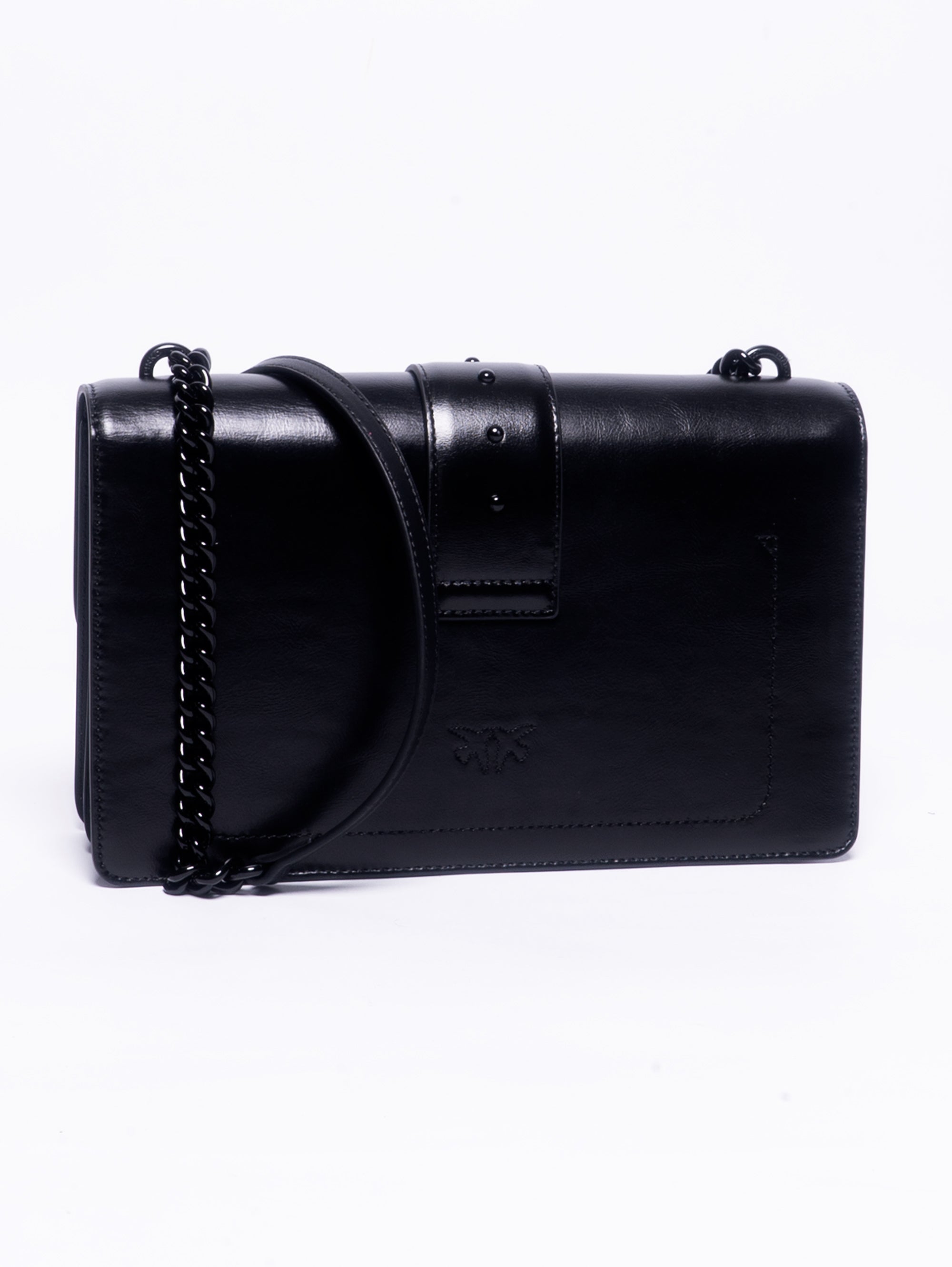 Schwarze, irisierende Nappa-Tasche im Farbblockdesign