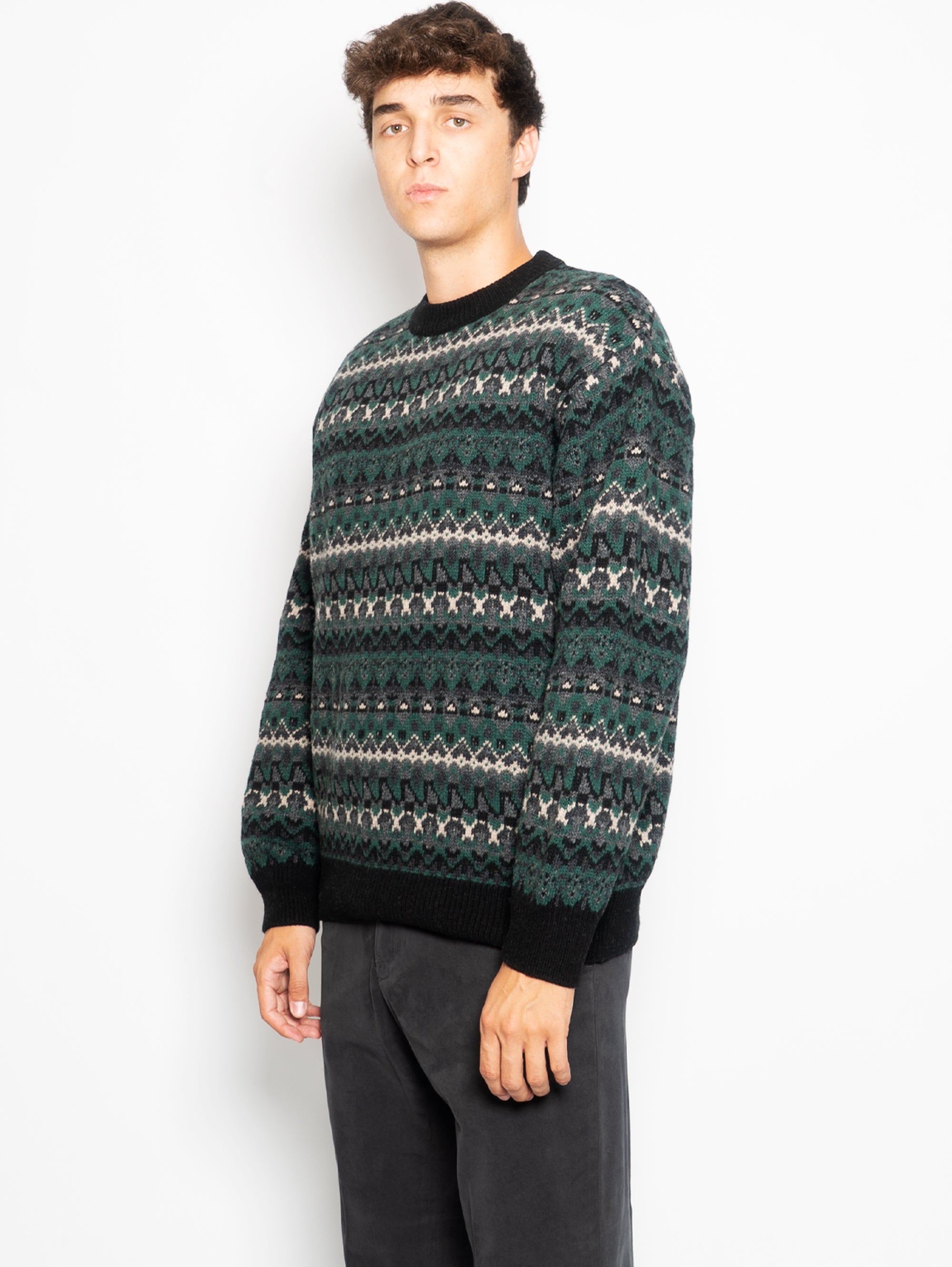 Sweater with Green Tartan Pattern