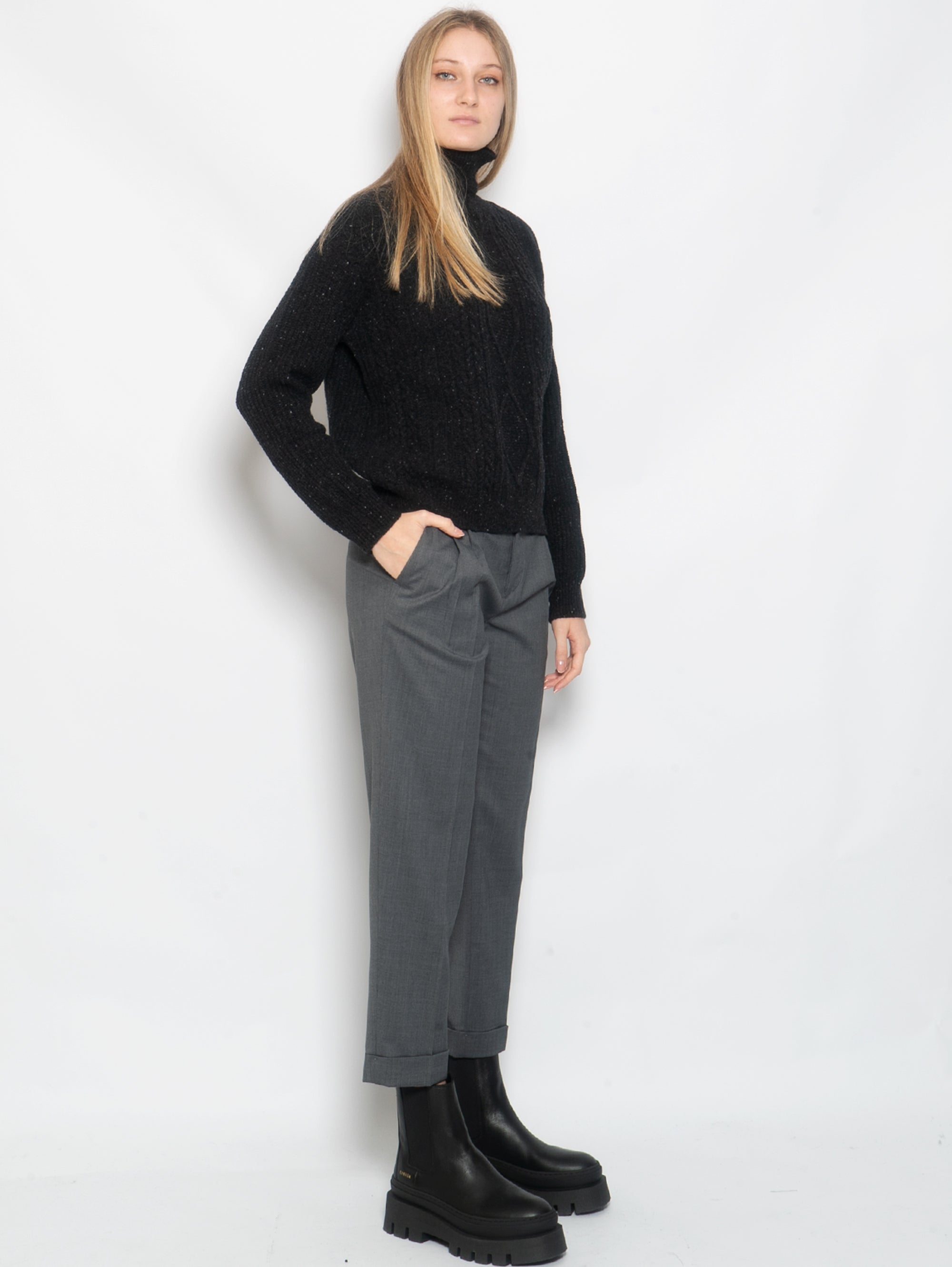 Gray Double Pleated Trousers