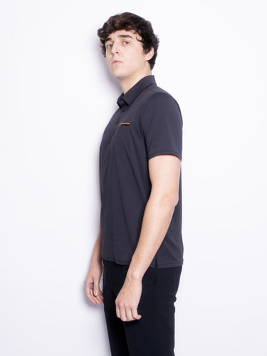 Polo aus Stretch-Stoff mit Brusttasche Schwarz