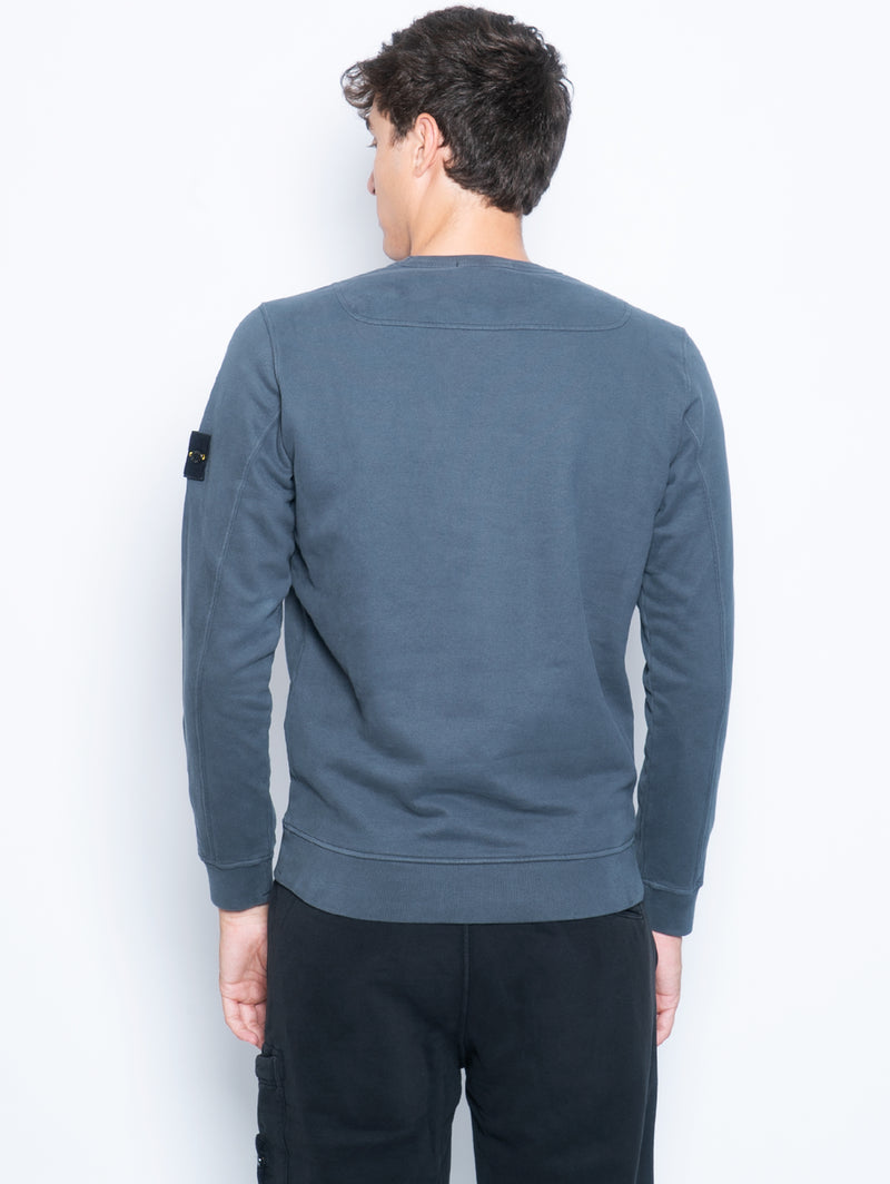 Graues Sweatshirt mit Rundhalsausschnitt aus gebürsteter Baumwolle