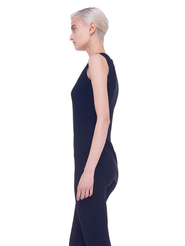 Top van Elastische Jersey Zwart