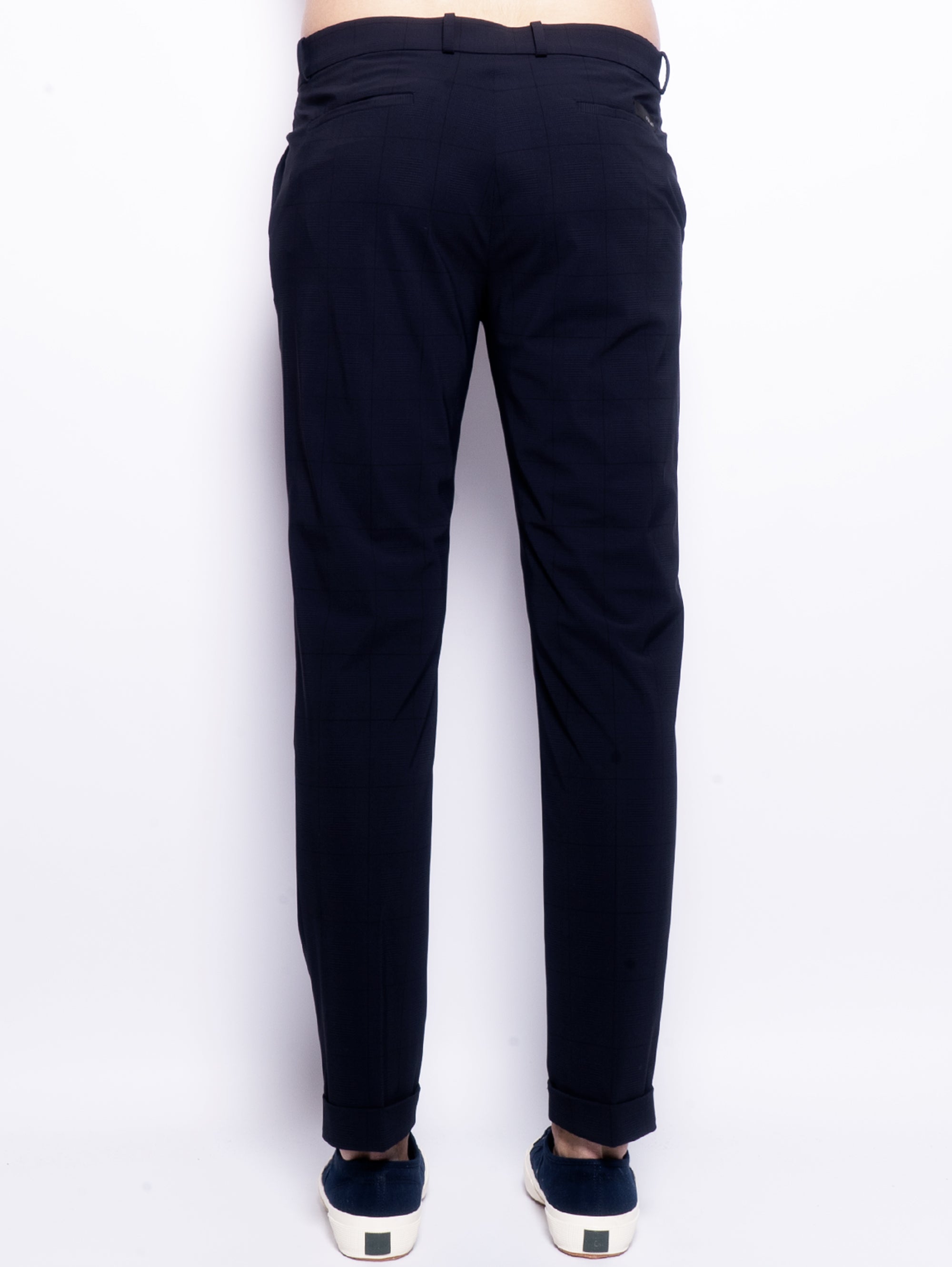 Prince of Wales Trousers in Blue Stretch Fabric