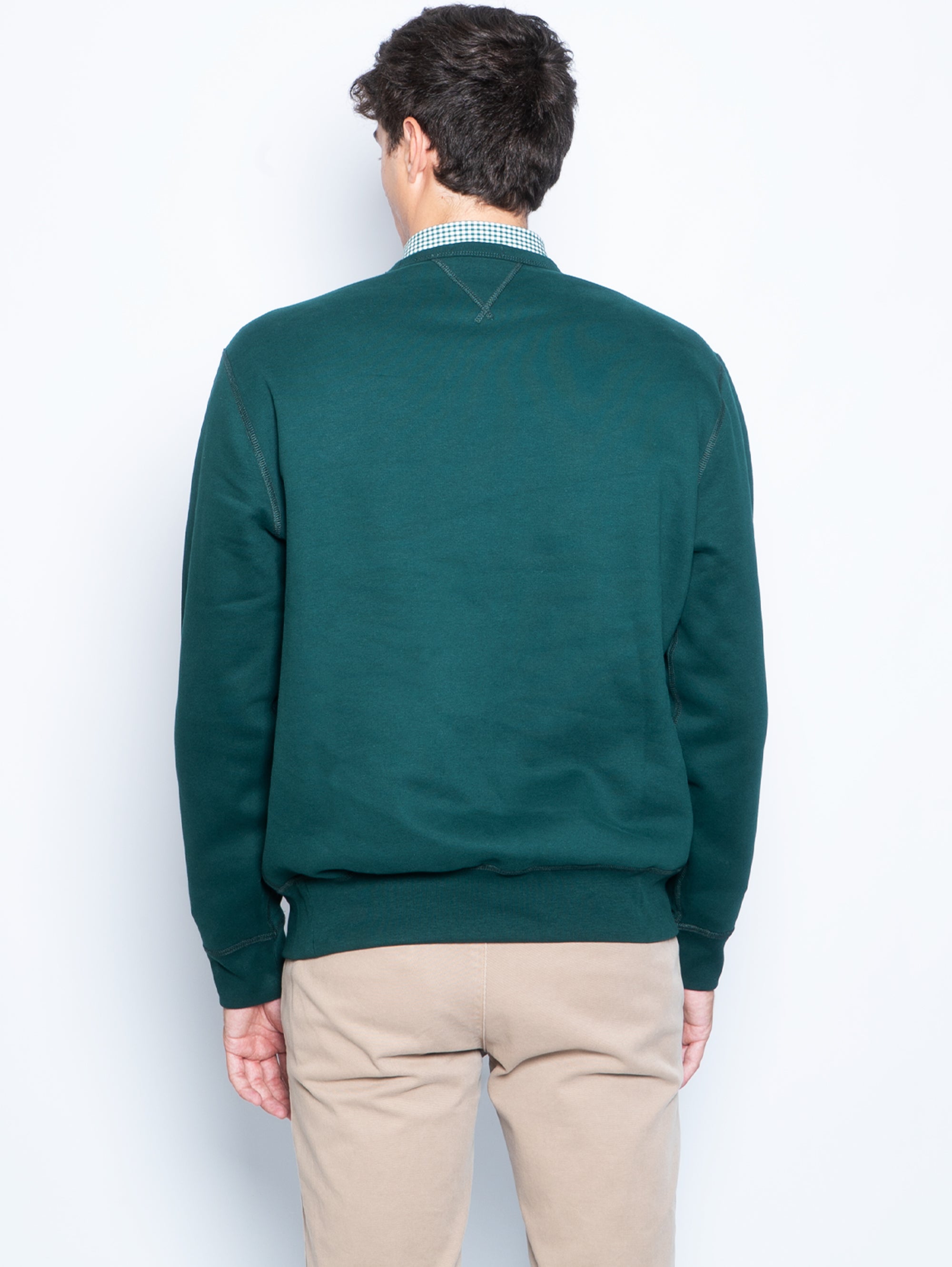 Crewneck Sweatshirt with Green V-Insert