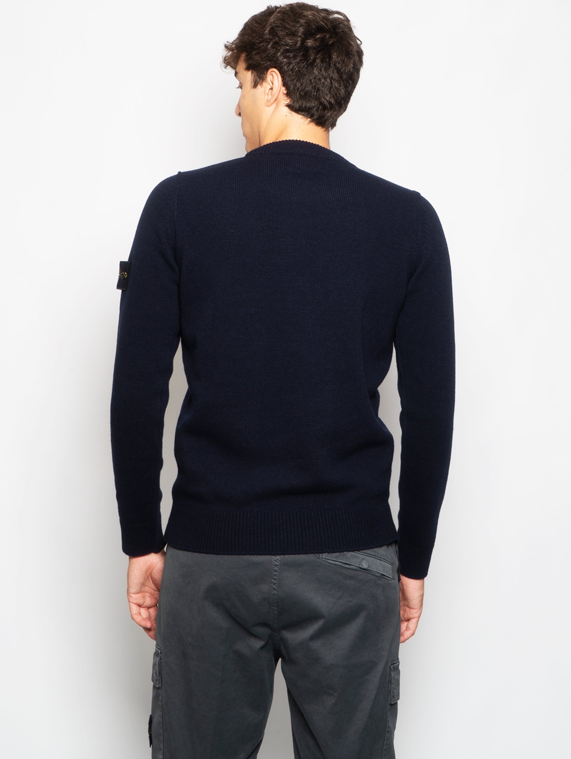 Crewneck sweater in Blue Lambswool