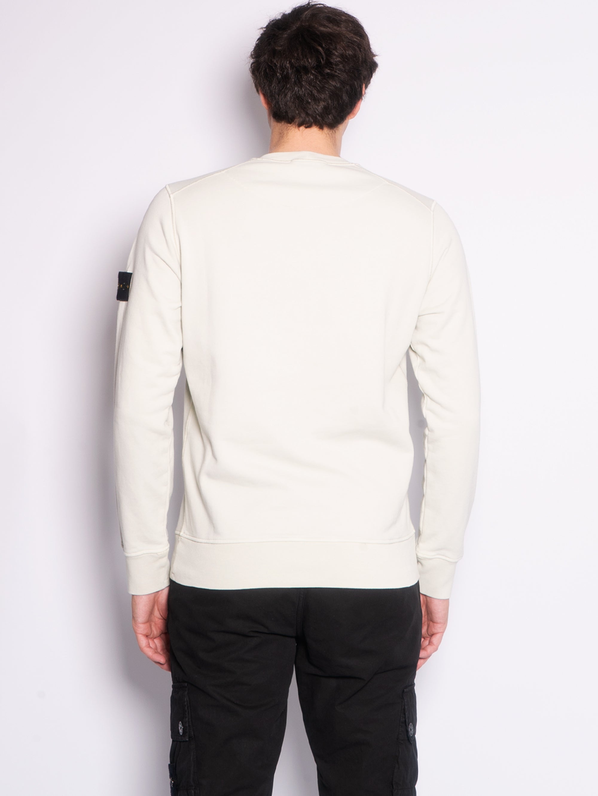 Pistazienfarbenes, stückgefärbtes Sweatshirt mit Rundhalsausschnitt