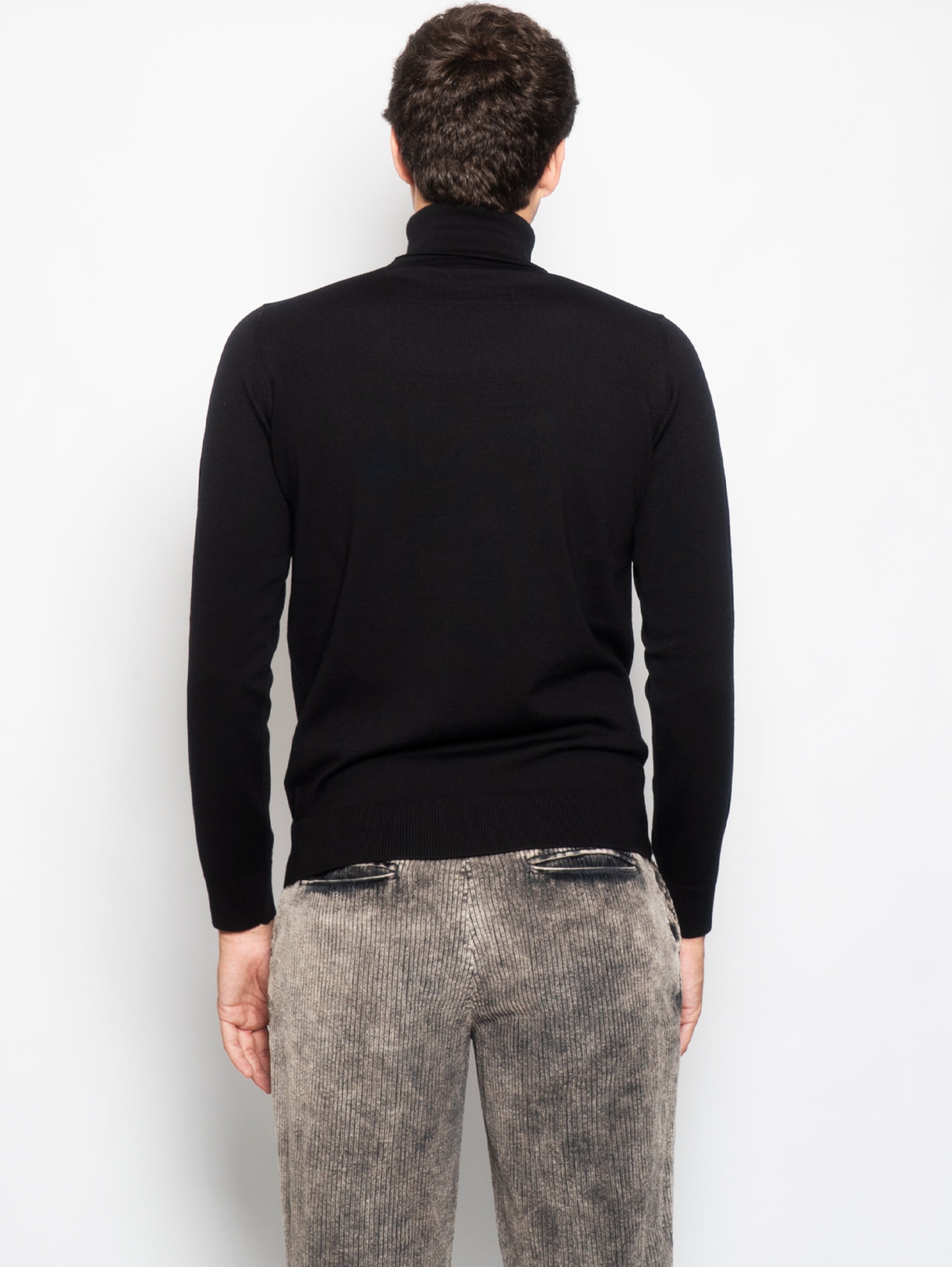 Black Merino High Neck Sweater