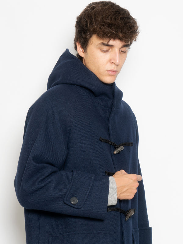 Cappotto Montgomery Lungo in Twill Navy