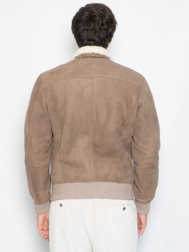 Bomber in Shearling Taupe