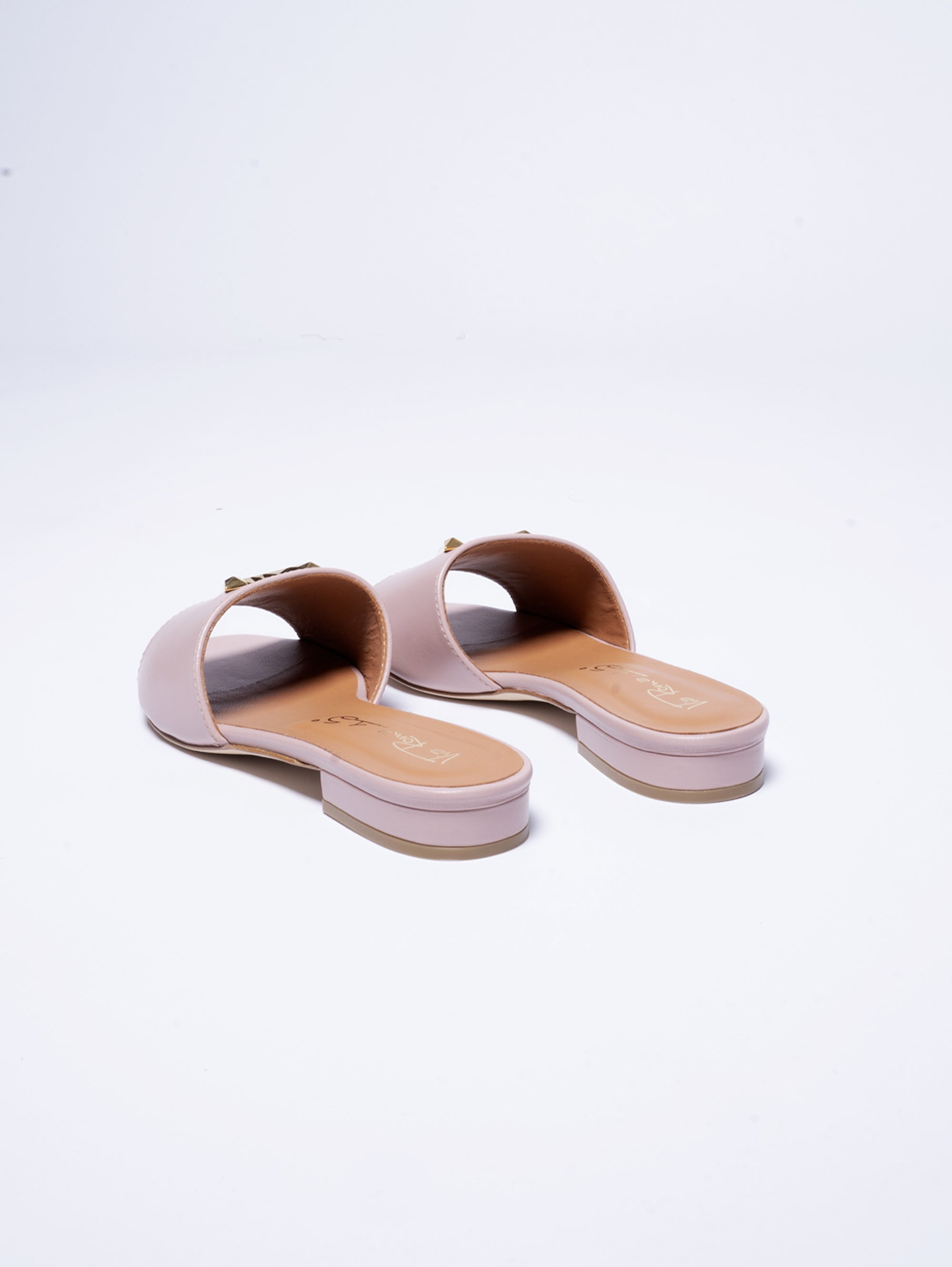 Leather Slippers with Pink Band and Logo