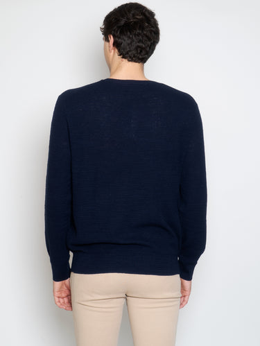 Pull en lin et coton bleu