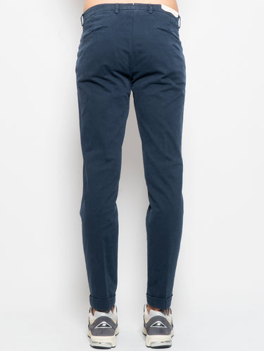 Pantaloni Ventre Piatto in Gabardine Blu