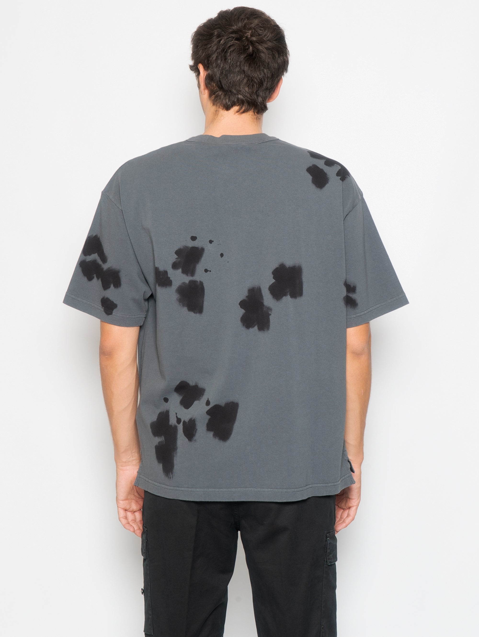 Gray Hand-Colored T-shirt with Pocket