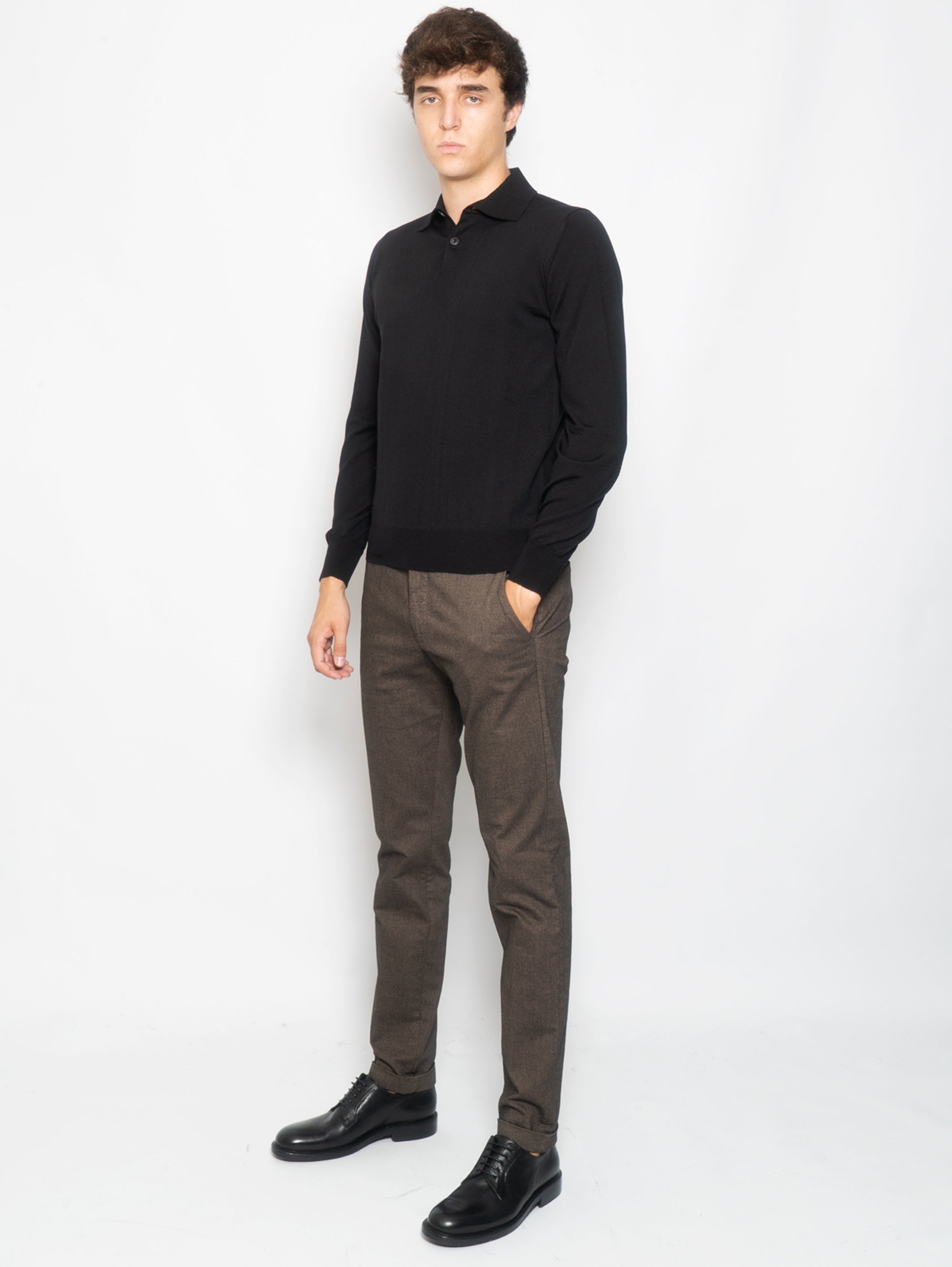 Chino Trousers in Hazelnut Wool Effect Twill