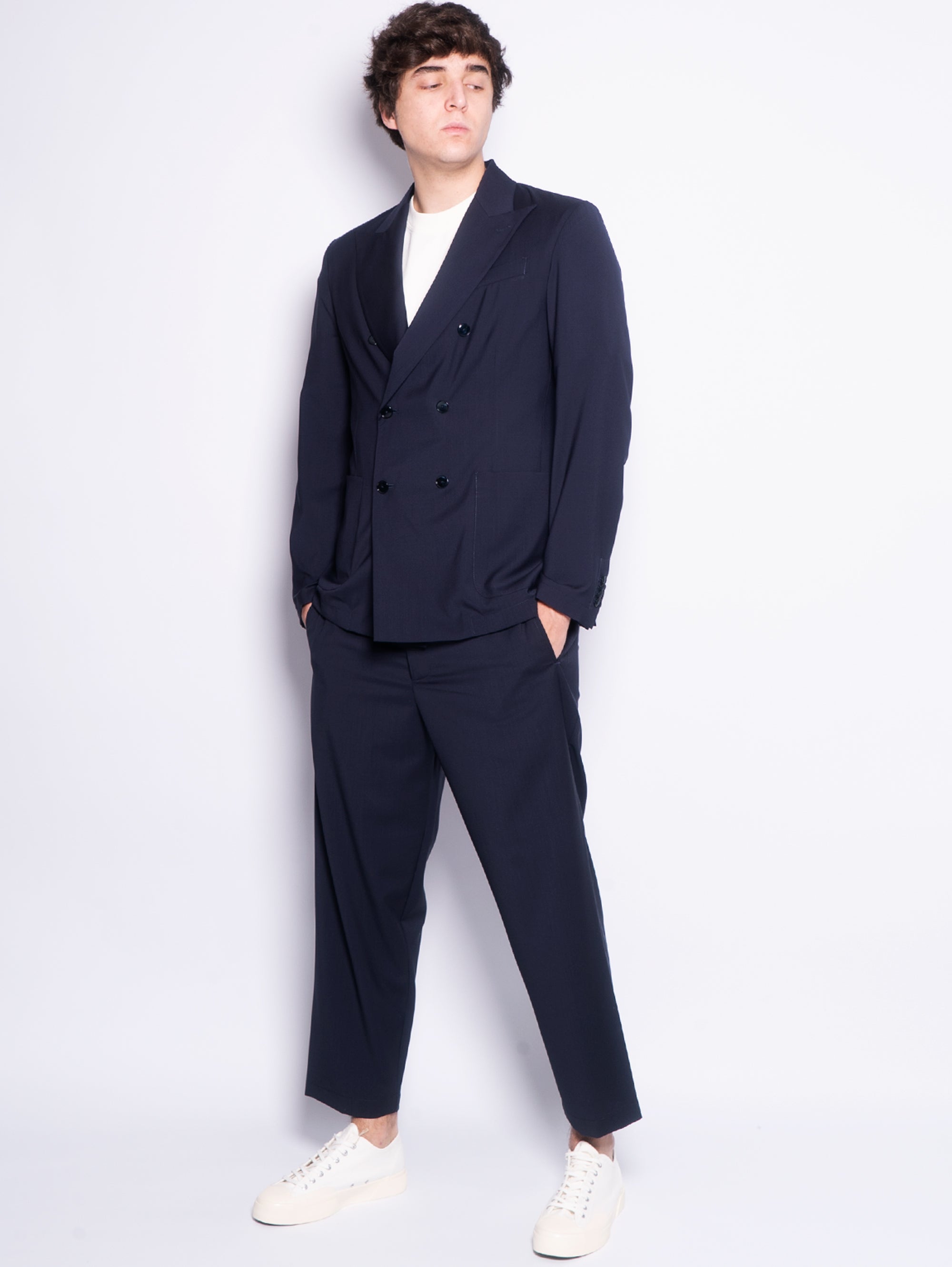 Ameo Blue Wool Relaxed Jogger Pants