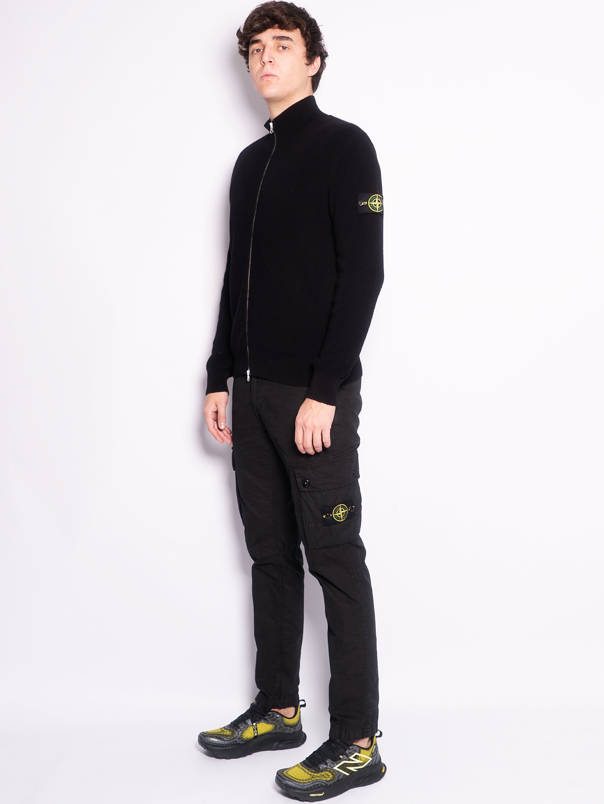 Black Garment Dyed Cargo Trousers