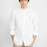 RALPH LAUREN-Camicia in Lino con Collo alla Coreana Bianco-TRYME Shop