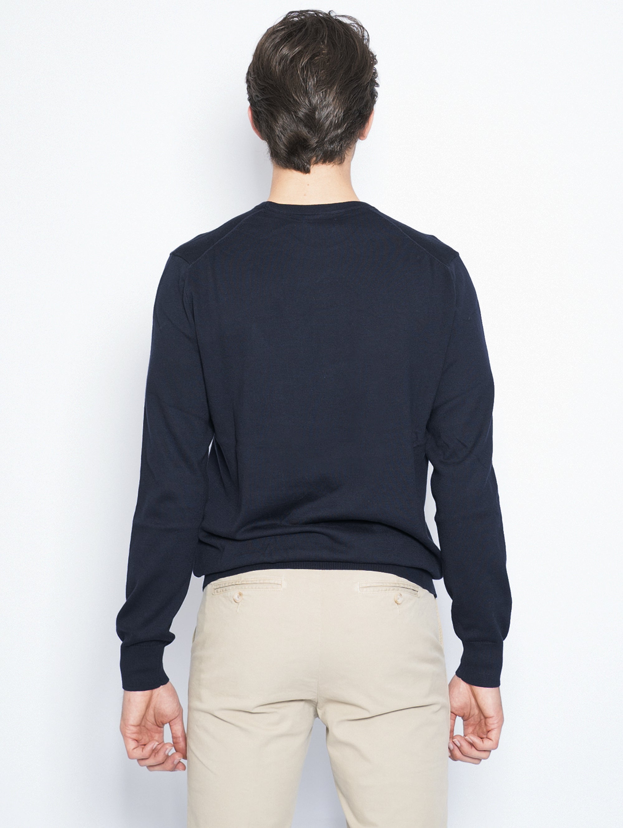 Slim-Fit-Pullover aus marineblauer Baumwolle