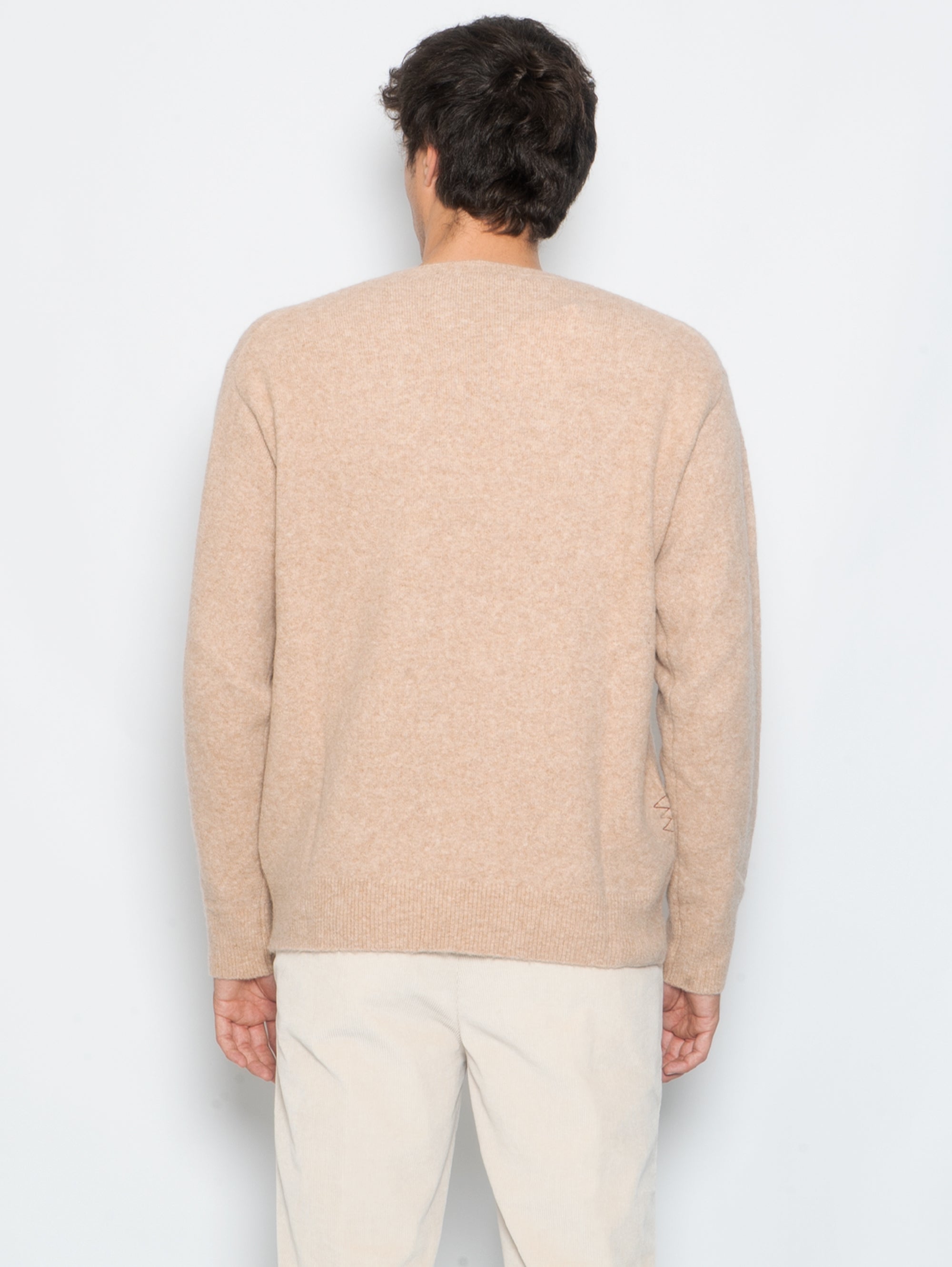 Beige Wool Crew Neck Sweater