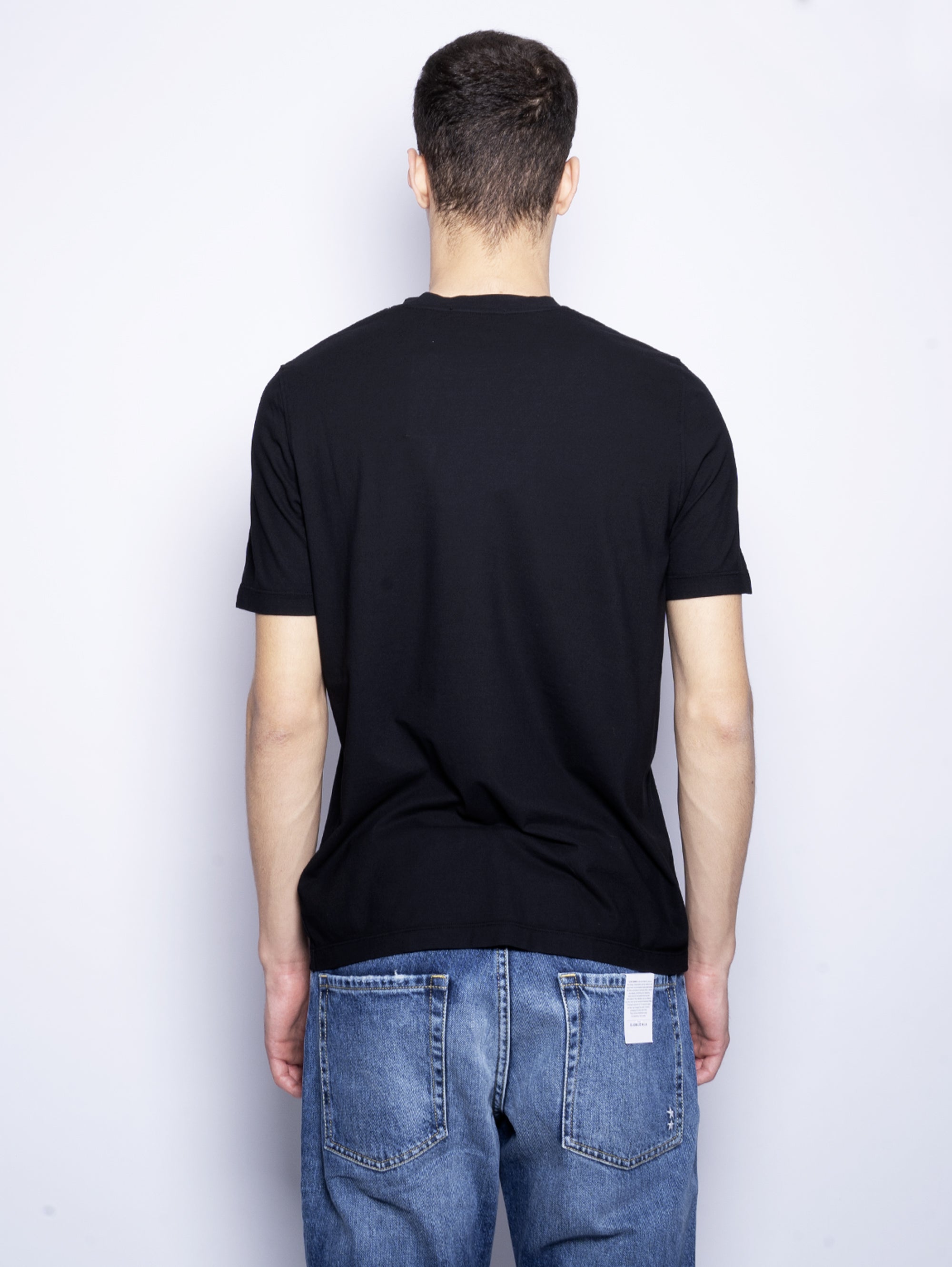 Short Sleeves T-shirt in Black Ice Cotton