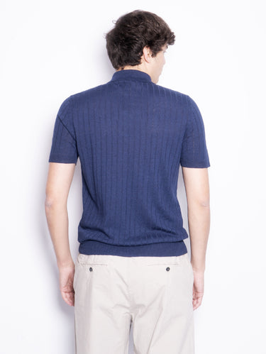 Geribbelde Polo Marco Blauw