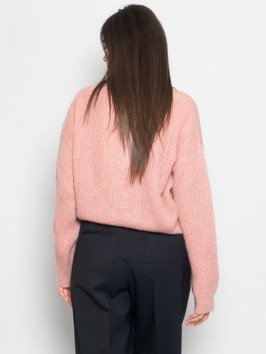 Geribbelde cardigan van mohair roze