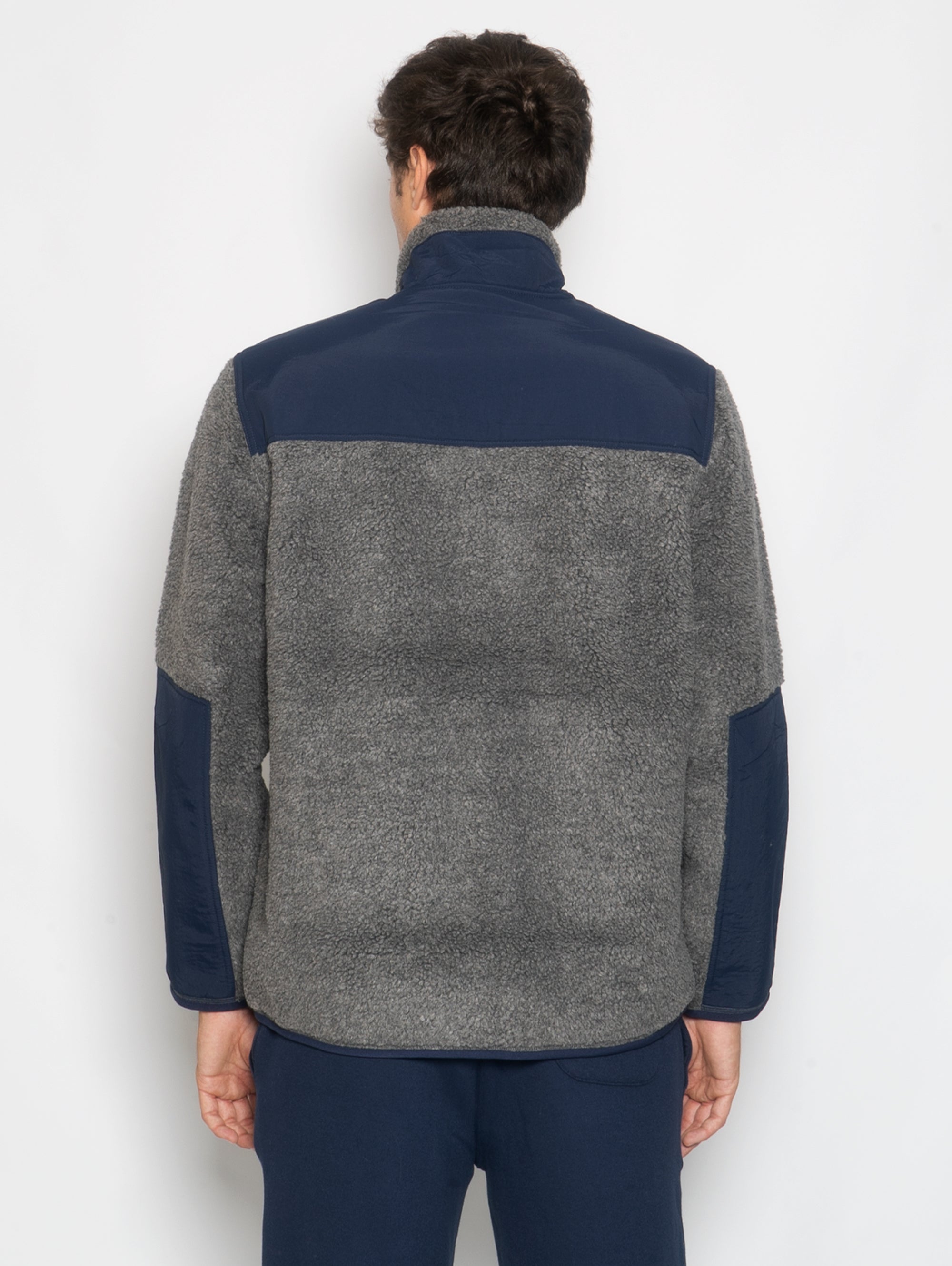 Grau/blaues Langhaar-Fleece-Sweatshirt